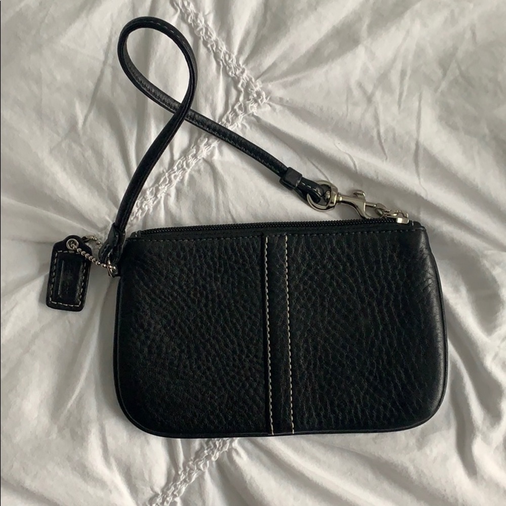 Coach Black Leather Wristlet